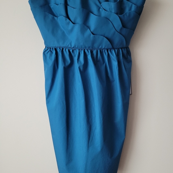 NWT J. Crew Special Occasions Samantha Scalloped Bodice Strapless Dress Blue - Picture 6 of 16